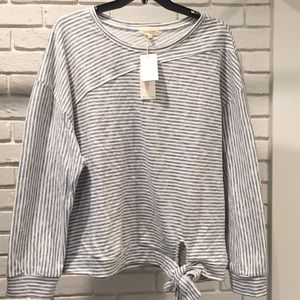 Striped Tie-front sweatshirt